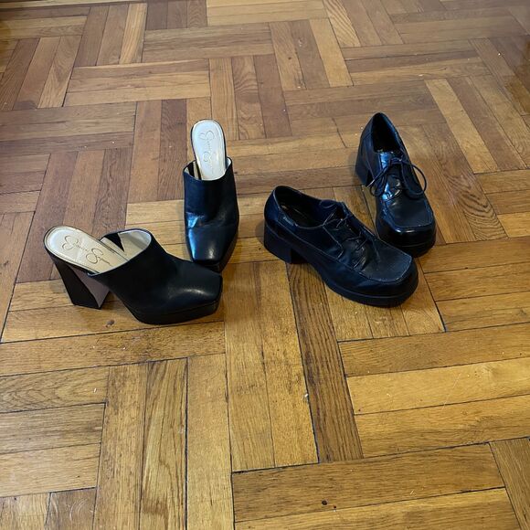 Nordstrom Whisper Dark Navy Blue Kitten Heels Leather Upper and Sole 12M - Picture 10 of 10